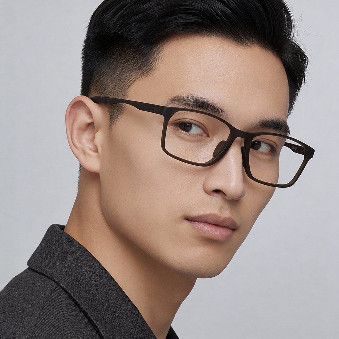 OWNDAYS | MOVE Matte Khaki Full Rim Rectangle left side